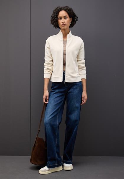 Cordjacke mit Zipper soft beige