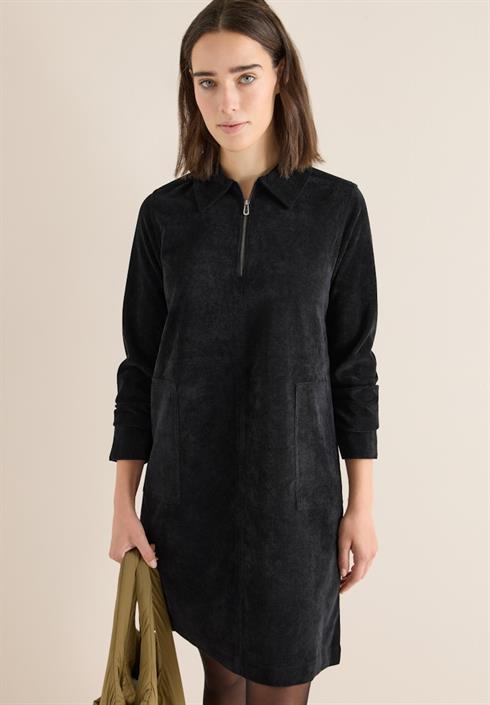 cordkleid-mit-zipper-black