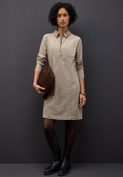Cordkleid mit Zipper morning beige