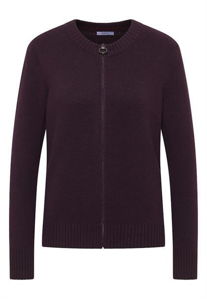 Cosy Cardigan mit Zipper eggplant red melange