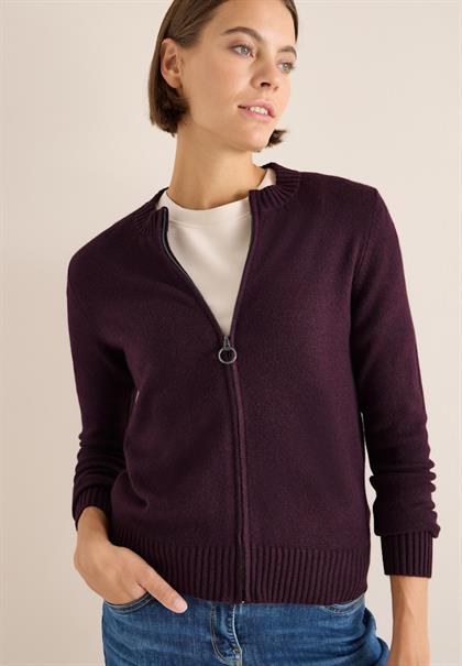 Cosy Cardigan mit Zipper eggplant red melange