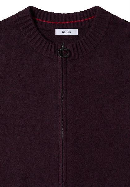 Cosy Cardigan mit Zipper eggplant red melange