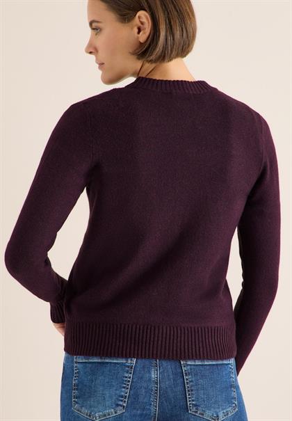Cosy Cardigan mit Zipper eggplant red melange