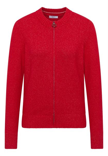 Cosy Cardigan mit Zipper fiery red melange