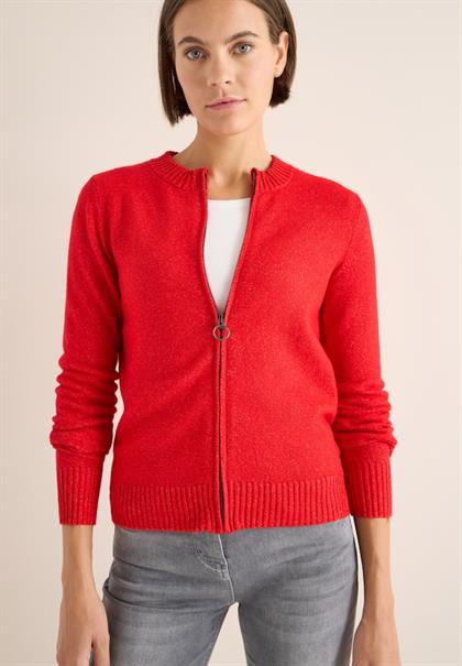 Cosy Cardigan mit Zipper fiery red melange