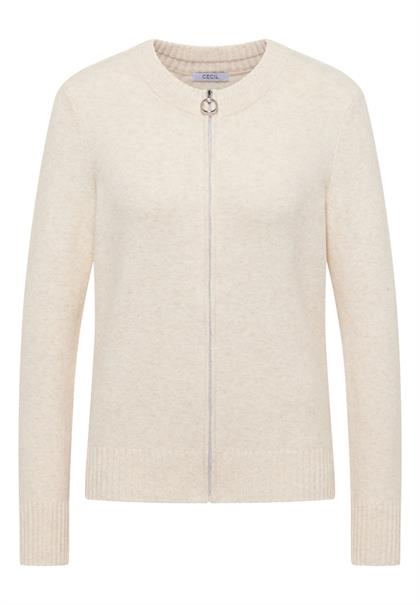Cosy Cardigan mit Zipper oat milk beige melange