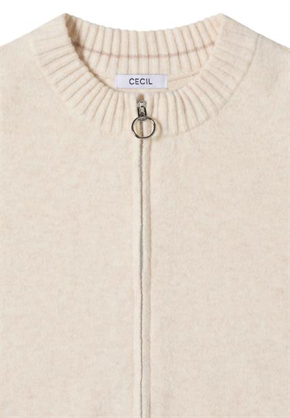 Cosy Cardigan mit Zipper oat milk beige melange