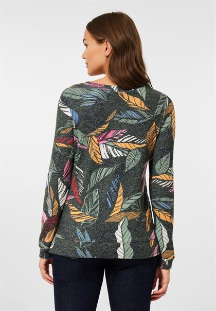 Cosy feel Shirt mit Print pine green melange