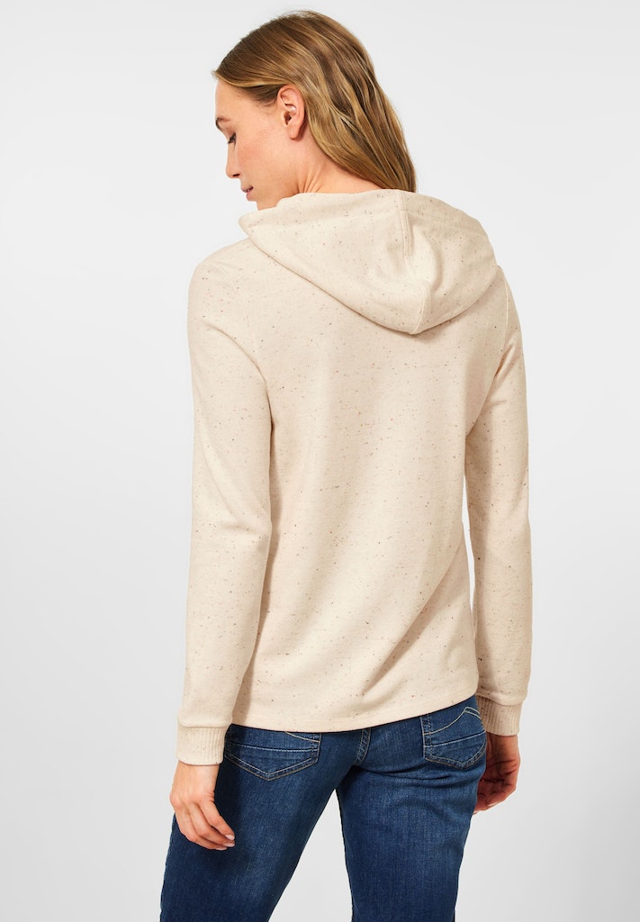 Sweatshirt bei Damen Kapuzenshirt melange bequem Cecil beige online Cosy kaufen alabaster