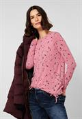 Cosy Langarmshirt in Melange dynamic pink melange