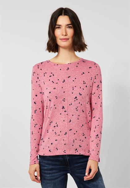 Cosy Langarmshirt in Melange dynamic pink melange