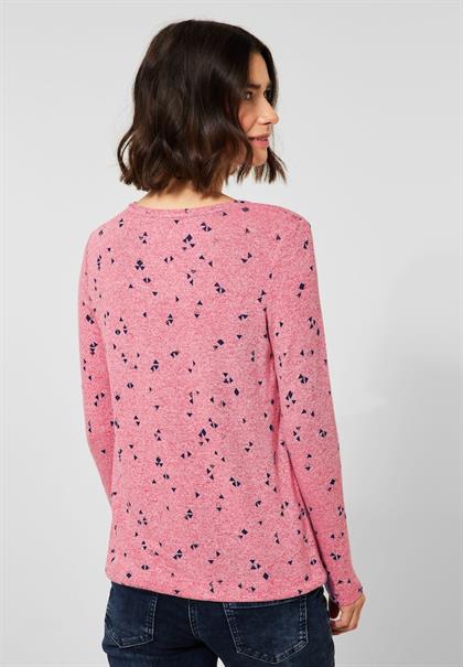 Cosy Langarmshirt in Melange dynamic pink melange