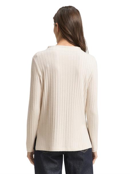 Cosy Langarmshirt mit Stehkragen sand stone beige melange