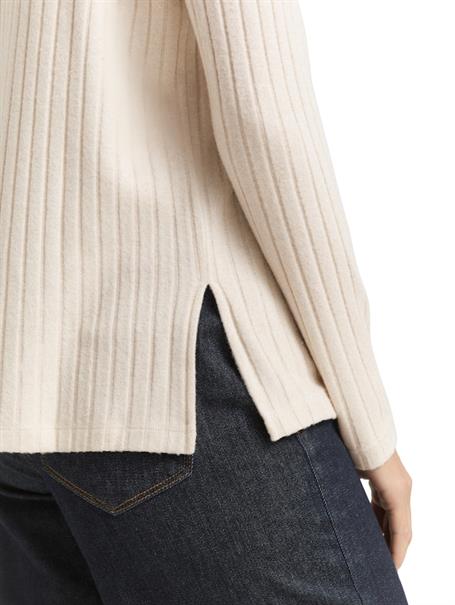 Cosy Langarmshirt mit Stehkragen sand stone beige melange