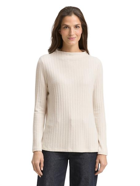 Cosy Langarmshirt mit Stehkragen sand stone beige melange