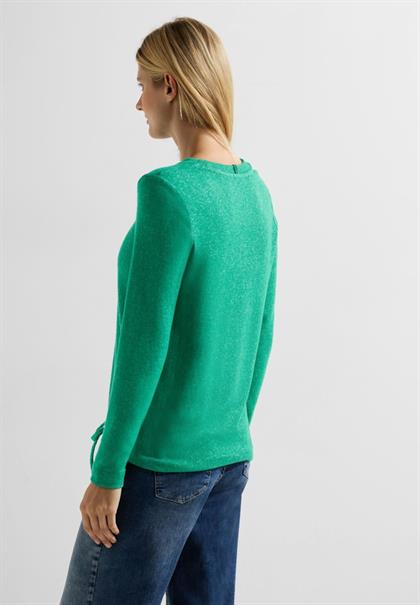 Cosy Melange Langarmshirt easy green melange