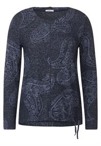 Cosy Paisley Print Shirt night sky blue melange