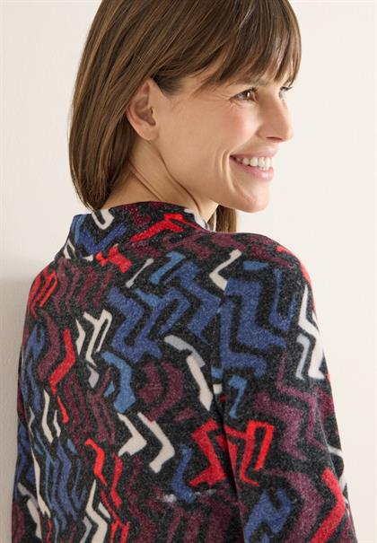 Cosy Shirt mit Grafikmuster black multi melange
