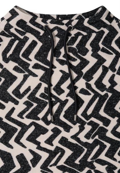 Cosy Shirt mit Grafikmuster light greige melange