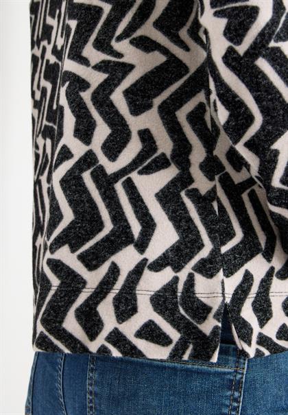 Cosy Shirt mit Grafikmuster light greige melange