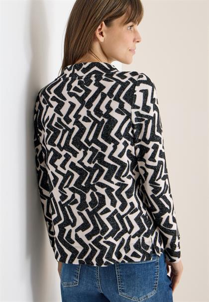 Cosy Shirt mit Grafikmuster light greige melange