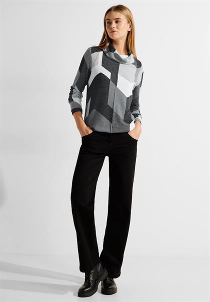 Cosy Shirt mit Print black melange