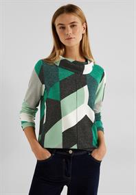 Cosy Shirt mit Print cosy easy green melange