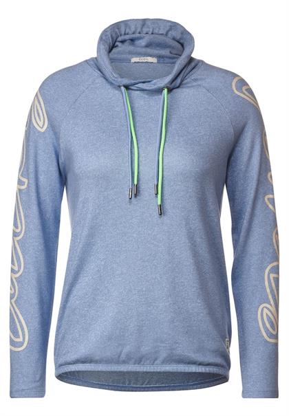 Cosy Shirt mit Volumenkragen real blue melange