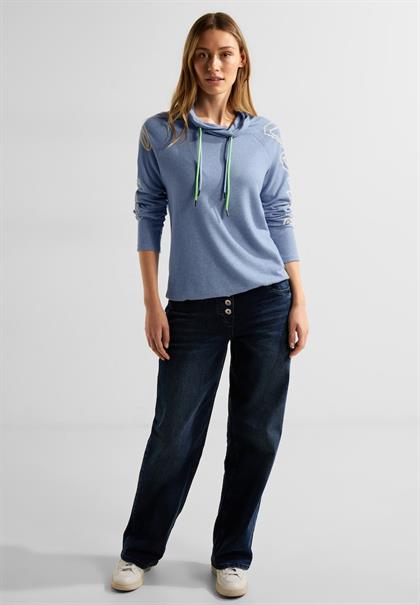 Cosy Shirt mit Volumenkragen real blue melange