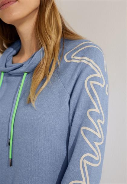 Cosy Shirt mit Volumenkragen real blue melange