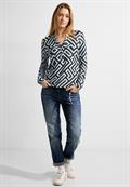 Cosy Tunikashirt mit Print black melange