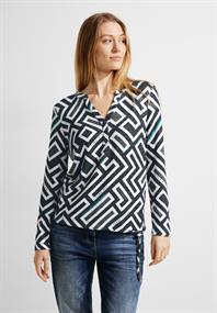 Cosy Tunikashirt mit Print black melange