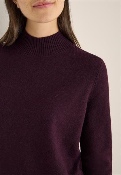 Cosy Turtleneck Pullover eggplant red melange