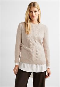 Cosy Zopfmuster Pullover golden sand melange