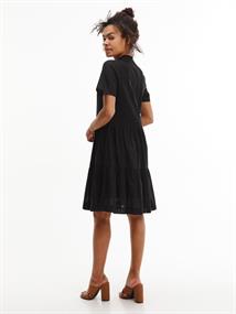 COTTON VOILE F&F KNEE DRESS SS black