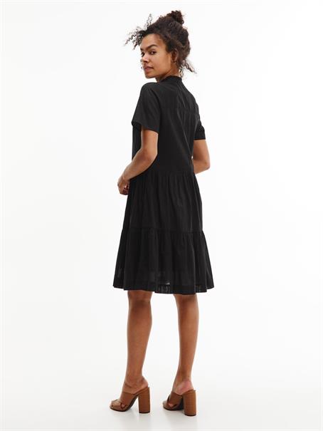 COTTON VOILE F&F KNEE DRESS SS black