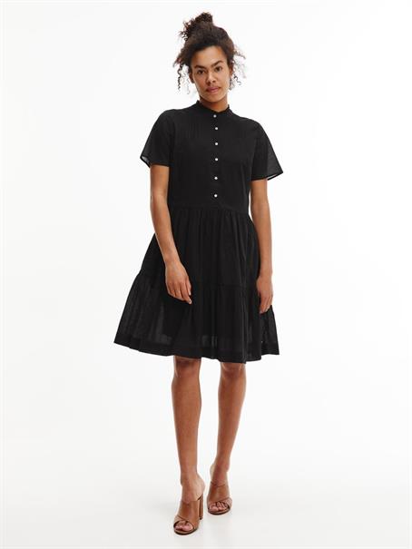 COTTON VOILE F&F KNEE DRESS SS black