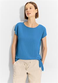 Crepe Knoten Bluse azure blue