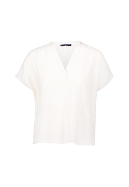 Crinkle-Bluse mit V-Ausschnitt eggnog
