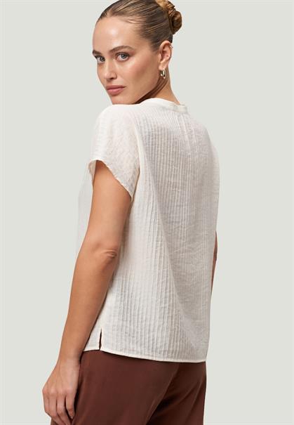 Crinkle-Bluse mit V-Ausschnitt eggnog