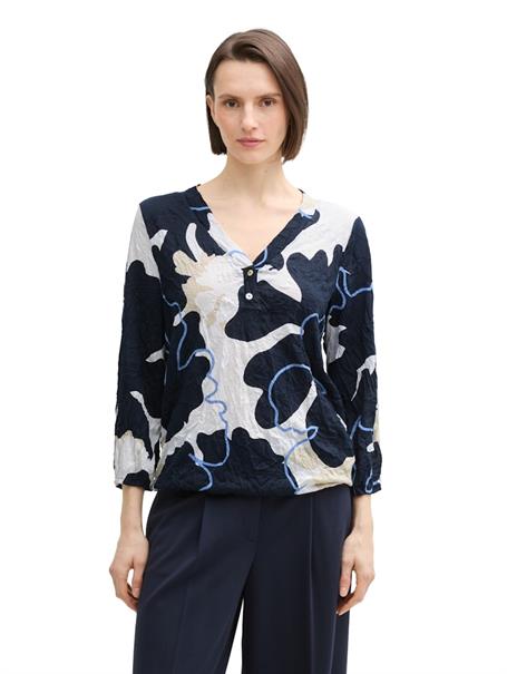 Crinkle Blusenshirt big floral shapes design