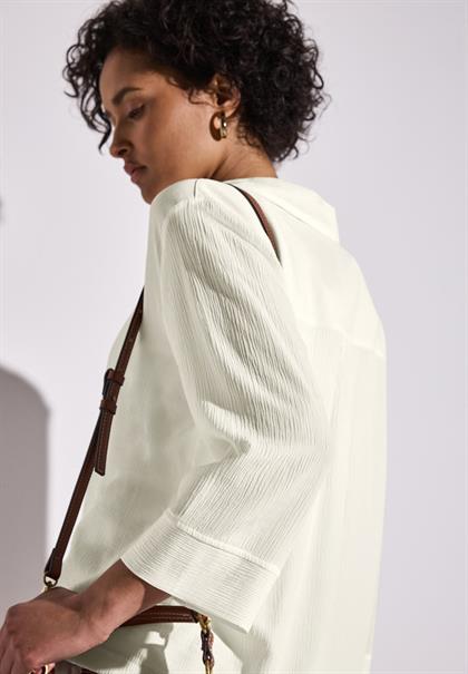 Crinkle-Hemdbluse off white