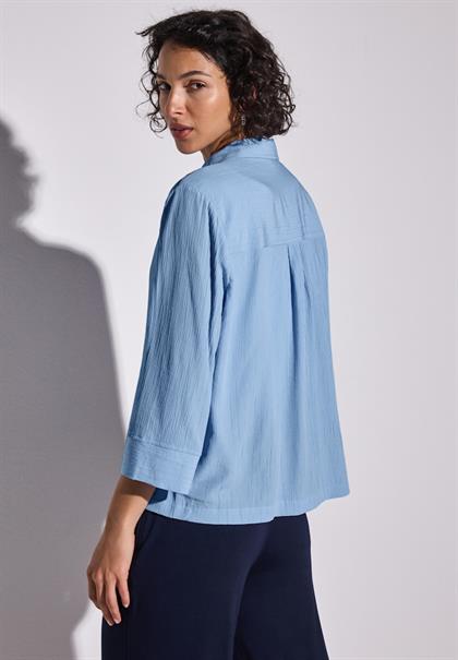 Crinkle-Hemdbluse serenity blue