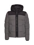 CRINKLE NYLON COLOR BLOCK PUFFER medium charcoal