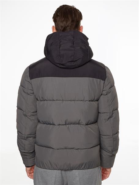 CRINKLE NYLON COLOR BLOCK PUFFER medium charcoal