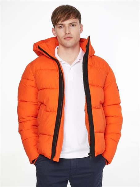 CRINKLE NYLON QUILT JACKET coral orange