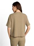 Crinkle T-Shirt mit V-Ausschnitt olive white structure