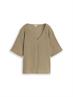 Crinkle T-Shirt mit V-Ausschnitt olive white structure