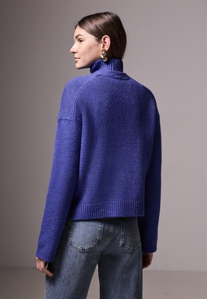 Cropped Cardigan force blue mel.