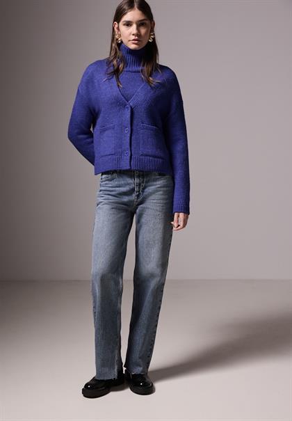 Cropped Cardigan force blue mel.